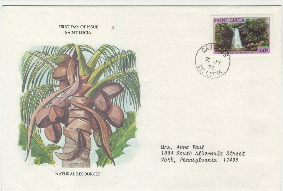 ST LUCIA 1979 FIRST DAY COVER NATURAL RESOURCES - Image 1 of 1