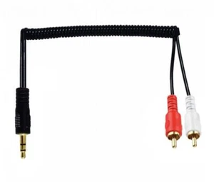  3,5 mm Stereo Stecker auf 2x Dual RCA Audio Splitter Adapter aufgerolltes Kabel - 0,8 m - Bild 1 von 6