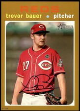 Trevor Bauer 2020 Topps Heritage 5x7 Gold #2 /10 Reds