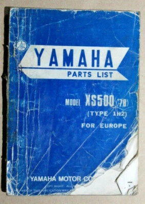 Yamaha XS500 XS 500 (1H2) 1978 USED OEM Parts List Manual 2G8-28198-E5 - Image 1 of 4