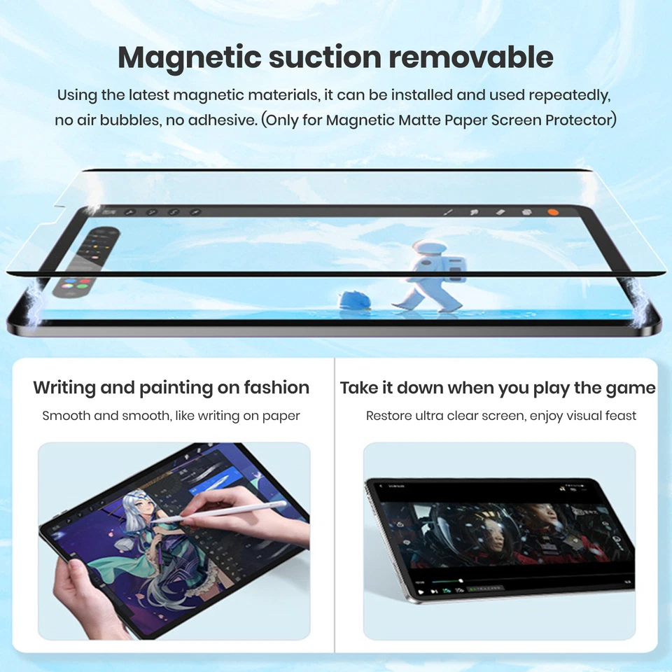 For iPad Pro 9.7/10.5/11/12.9''inch Tablet Magnetic Like Paper Screen Protector - Image 1 of 4