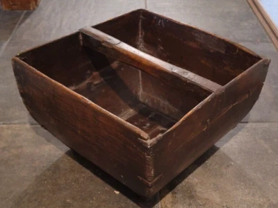 复古亚洲中国古董日本水稻收获桶篮子绿色原件 — 第 1/4 张图片