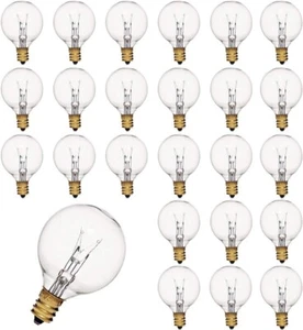 25 Pack G40 Replacement Globe Light Bulbs 5W Clear Edison Bulb Fits C7 E12 - Picture 1 of 5