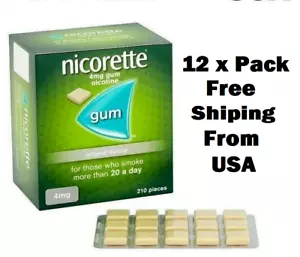 12 x Nicorette ORIGINAL Flavour Gum 4 MG 210 Pieces "FREE SHIP FROM USA" - Picture 1 of 3