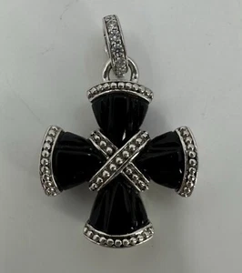 925 signierter Judith Onyx Malteserkreuz Verstärker Anhänger - Bild 1 von 4