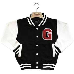 KIDS VARSITY BASEBALL JACKET PERSONALISED WITH GENUINE US COLLEGE LETTER G - Picture 1 of 2