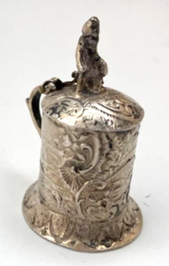 Antico coperchio incernierato rotolo ornato in miniatura argento sterling 800 Stein - Foto 1 di 9