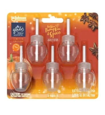 (20) Glade GOLDEN PUMPKIN & SPICE Scented Oil Refills Plugins Limited Edition - Image 1 of 4