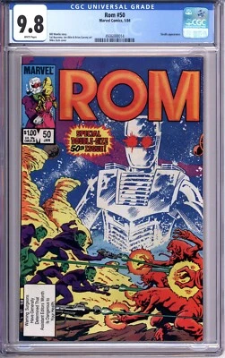 ROM #50 CGC 9.8 NM/MT near mint white pages Spaceknight SKRULLS app. 4506088014 - Image 1 of 2