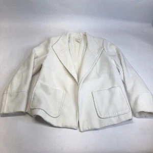 Chico's Open Front Jacket Pockets Cozy Everyday Coat Ivory White Size 1 - Picture 1 of 7