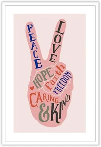 Retro Love And Peace Posters Nspirational World Peace Symbol Canvas Wall Art Min - Picture 1 of 7