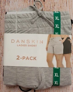 Womens Sz Extra Large (XL) 2 Pack Danskin Ladies Short Grey/Black -2e12 - Picture 1 of 2