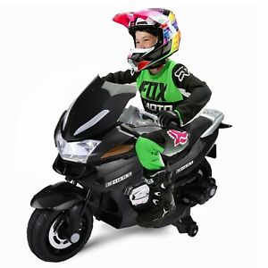 TOBBI Dirt Bike Motorbike 12V Kids Ride On Electric Motorcycle w/Training Wheels