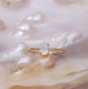 Naturale Etiope Opale Anello 925 Argento Sterling Gioielli Mini Regalo - Foto 1 di 5