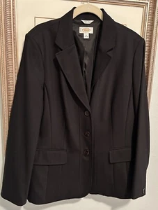 Talbots 12 schwarz Wollmischung komplett gefüttert drei Knöpfe Blazer Jacke gebraucht, in einwandfreiem Zustand - Bild 1 von 7
