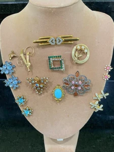 LOTE DE BROCHES Y PENDIENTES VINTAGE = 11 PIEZAS - COLECCIÓN PATRIMONIAL - Imagen 1 de 4
