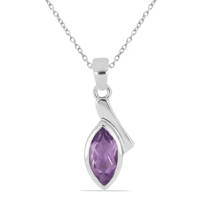 1,8 Carati Pendente Di Ametista Brasiliana In Argento 925 Collana Brasile - Immagine 1 di 4