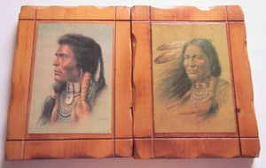 2 Bill Hampton Native/American Indian Prints on 10*7 wood slabs 1977 - Picture 1 of 10