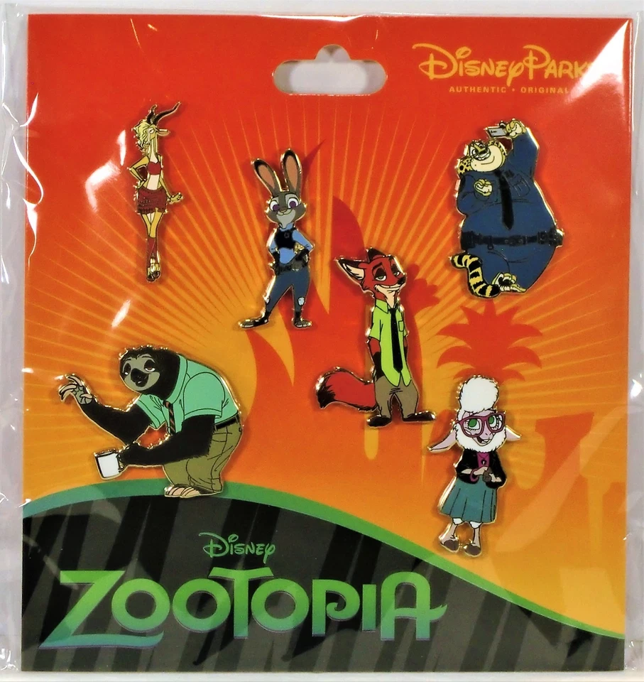 Disney 2018 Zootopis Nick Judy Flash Bellwether Giselle 6 Pin Booster Set NUEVO Foto 1 de 1