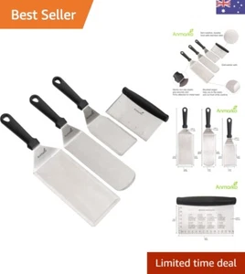 Stainless Steel Metal Spatula Set - Griddle Scraper Flat Spatula Pancake Flip... - Picture 1 of 8