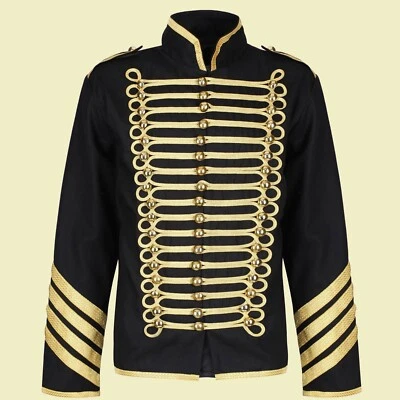 CHAQUETA GÓTICA HÚSAR DESFILE DORADO PARA HOMBRE ABRIGO BATERISTA MILITAR PARA HOMBRE Foto 1 de 4