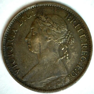 1892 Great Britain Bronze Farthing Coin Extra Fine Circulated Victoria Ruler UK - Picture 1 of 2