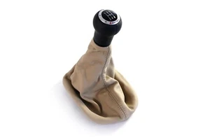 Genuine OEM VW B5 Passat 5 Speed Beige & Black Leather Shift Knob - Foto 1 di 2