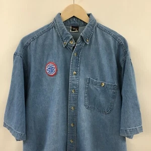 Mens Large American Assoc of Train Dispatchers Short Sleeve Denim Shirt USA 40c - Picture 1 of 5
