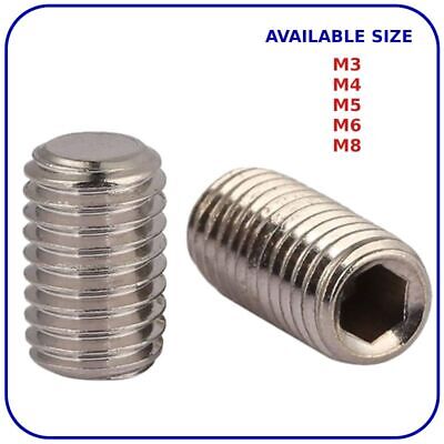 M3 M4 M5 M6 M8 Socket Grub Screws Flat End Point Allen Key Set Screw BZP DIN 913 • 29.99£
