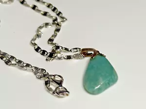 Vintage Pendant Sterling Silver 925 Jewellery Blue Stone Necklace - Picture 1 of 9