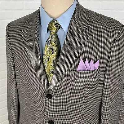 Andrew Fezza Blazer Hombres 40S Negro Blanco Púrpura Hanky Seda Lana Chaqueta Foto 1 de 4