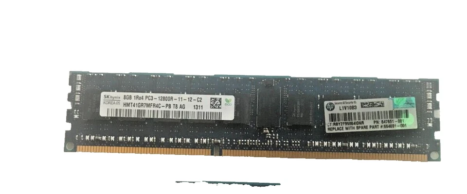 8GB SKhynix HMT41GR7MFR4C-PB 1Rx4 PC3-12800R ECC Memory - Image 1 of 1
