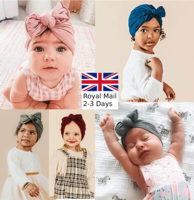 Baby Girls kids Bow Candy Sweet Stretch Turban Head Wrap Kids Ear Hat Cotton Cap