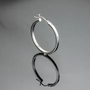 EINZEL / HALBES PAAR 2,5 mm CREOLEN 14K WEISSGOLD GRÖSSE ~ 1,2 - Bild 1 von 7