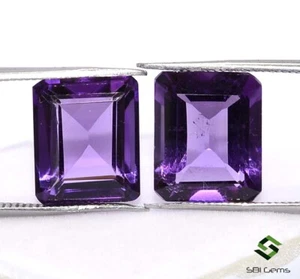 Par de gemas moradas superiores certificadas de corte octágono amatista natural 12x10 mm 11,40 quilates - Imagen 1 de 7