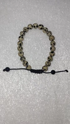 Cuentas ajustables lisas de jaspe dálmata natural forma redonda 8 mm  Foto 1 de 4