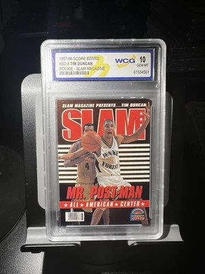 1997 Score Board Auto Basketball Slam Magazine Tim Duncan #SD8 Rookie RC GEM 10 - Image 1 of 2
