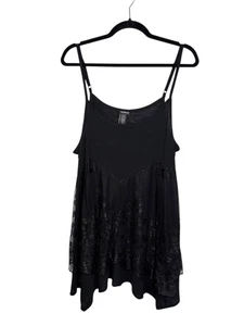 Torrid Damen 1X Babydoll Cami Tank Top Schwarz Flatter Spitze Goth Whimsigoth - Bild 1 von 4