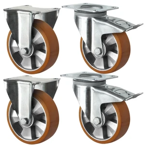 Schwerlastrollen 125 mm Set: 2 Bockrollen & 2 Lenkrollen mit Feststeller Rollen - Bild 1 von 1