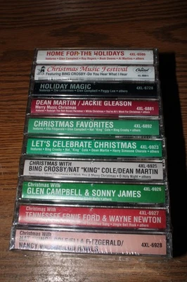 Lot- 10 SEALED Cassette Tape Christmas Holiday Dean Martin Bing Crosby Nat King - Image 1 of 4