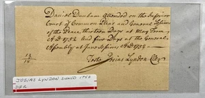 Documento de Asamblea de la Corte del Gobernador Colonial Firmado por Josias Lyndon 1752 - Imagen 1 de 2