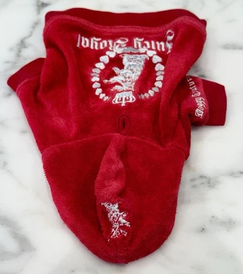 Sudadera con Capucha Juicy Couture “Doggy Couture” Roja Navidad Perro-Rara Coleccionable Pequeña Talla Foto 1 de 4