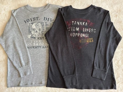 Camisetas 2 Gap Boys XL (12) Tejidas Térmicas Manga Larga Cuello Redondo Estampado Gráfico Foto 1 de 4