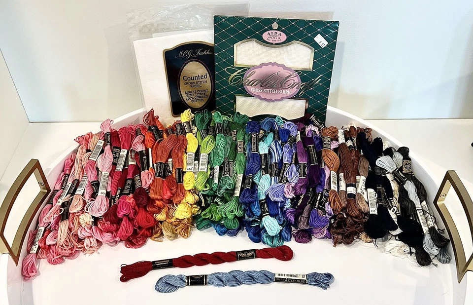 Lot of 315 Embroidery Floss Thread Skeins DMC JP Coats Galaxy Partials Fabric (C - Image 1 of 4