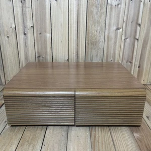 Vintage VHS Tape Holder Storage Cabinet Faux Wood Horizontal 2 Drawer 18 Tapes - Picture 1 of 7