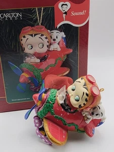 Betty Boop Carlton Karten Ornament 1999 frecher Pilot Flugzeug Erbstück Sammlung LESEN - Bild 1 von 18