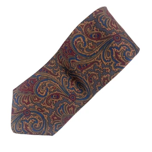 Vintage Graham & Lockwood London Silk Tie Paisley Pattern Blue Red Gold Handmade - Picture 1 of 7