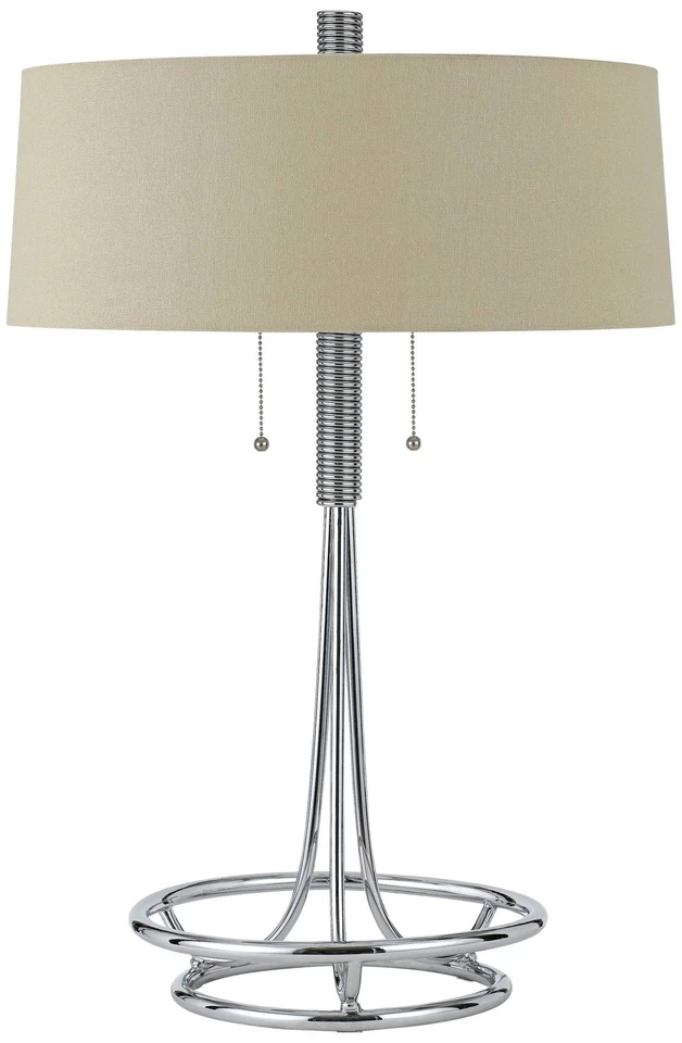 Cal Lighting Lecce 30" Burlap and Chrome Metal Table Lamp - Image 1 of 1