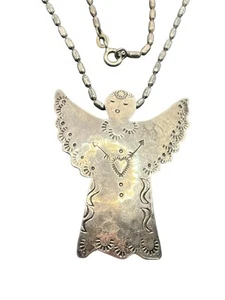 Native American BPEO artist sterling silver angel pendant on chain necklace - Picture 1 of 12
