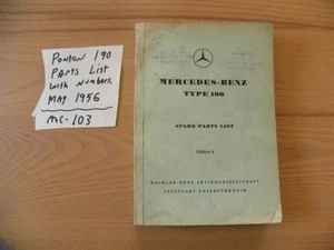 Mercedes Benz Ponton 190 W121 Dealer Level Spare Parts List Book Manual Catalog - Picture 1 of 17
